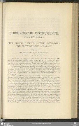 Chirurgische Instrumente, Bandagen Und Prothetische Apparate