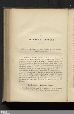VII. Relevés et entrées