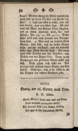 DCCCI. Evang. am 26. Sonnt. nach Trin.