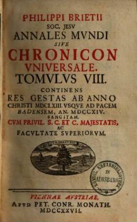 Annales mundi sive Chronicon universale. 8