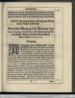 [Erster Theil vom Advent biß auff Trinitatis]