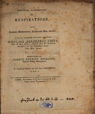 Specimen acad. de respiratione