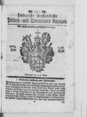 22tes Stück, Ausgabe vom 31. May 1769