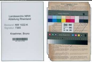 Entnazifizierung Bruno Kraehmer , geb. 06.05.1889 (Studienrat)
