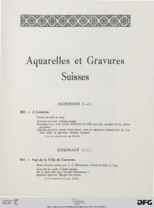 Aquarelles et gravures Suisses (Nr. 163-187)