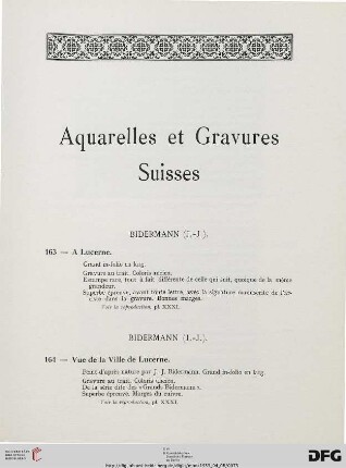 Aquarelles et gravures Suisses (Nr. 163-187)