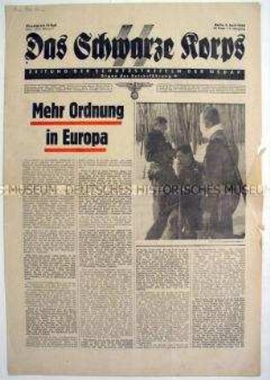 Wochenzeitung der SS "Das Schwarze Korps" (Fragment) zum Kriegsgeschehen an der Ostfront