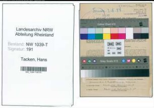 Entnazifizierung Hans Tacken , geb. 04.02.1909 (Geschaeftsfuehrer)