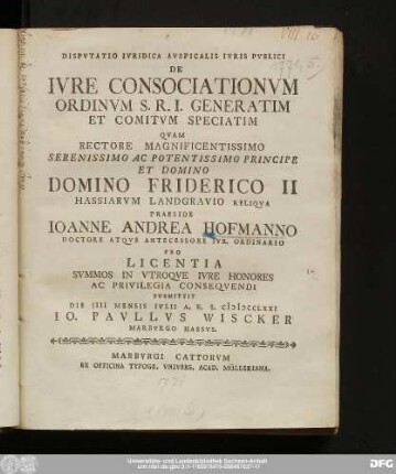 Dispvtatio Ivridica Avspicalis Ivris Pvblici De Ivre Consociationvm Ordinvm S.R.I. Generatim Et Comitvm Speciatim