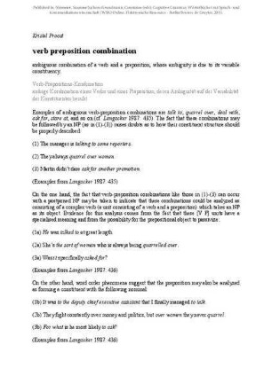 Verb preposition combination