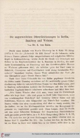 4: Die angezweifelten Dürer-Zeichnungen in Berlin, Bamberg und Weimar