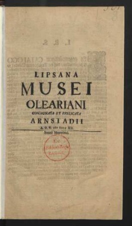 Lipsana Musei Oleariani Consignata Et Pvblicata