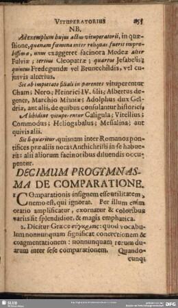 Decimum Progymnasma De Comparatione