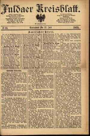Erste Ausgabe vom Samstag, den 27. Juli 1895.
