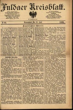 Erste Ausgabe vom Samstag, den 27. Juli 1895.