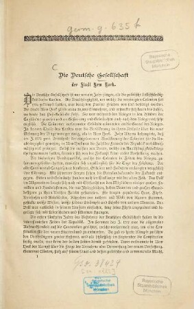 Die deutsche Gesellschaft der Stadt New York : (1784 - 1884) [Kopft.]