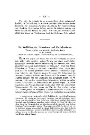 Die Vorbildung der Lehrerinnen und Oberlehrerinnen
