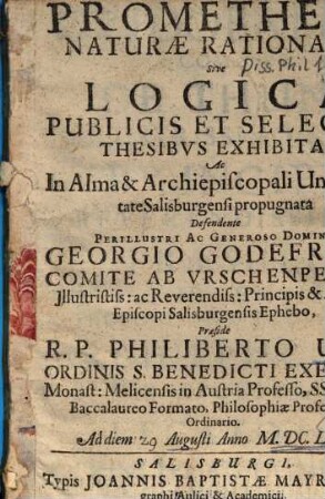 Prometheus Naturae Rationalis Sive Logica