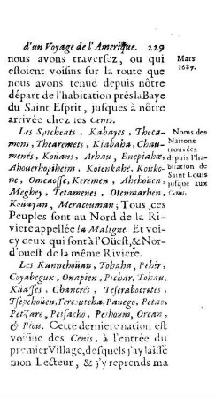 Noms de plusieurs Nations découvertes.
