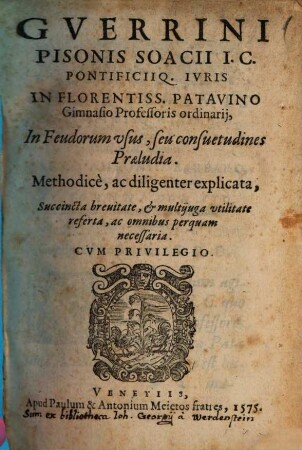 In feudorum usus, seu consuetudines praeludia