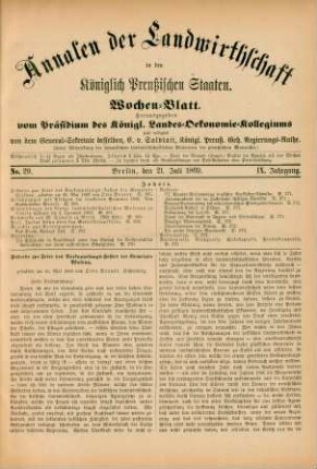 No. 29. Berlin, den 21. Juli 1869. IX. Jahrgang.