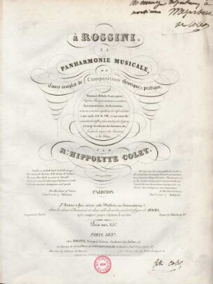 La Panharmonie Musicale, Ou Cours complet de Composition théorique et partique...
