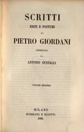 Opere di Pietro Giordani. 9, Scritti editi e postumi di Pietro Giordani ; 2