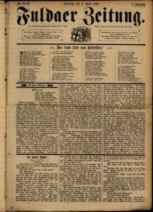 Erste Ausgabe vom Sonntag, den 06. April 1890.