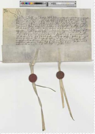 Die Ratsmannen Statius Borcholt und Jurgen Lafferdes beurkunden einen Schadlosbrief; es handelt sich um Erbgut in Hamburg.