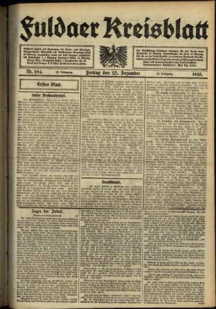 Erste Ausgabe vom Freitag, den 23. Dezember 1910.