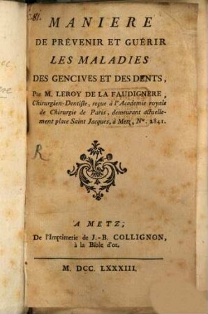 Manière de prévenir et guerir les maladies gencives et des dents
