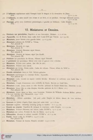VI. Miniatures et Dessins (No. 389 - 431)