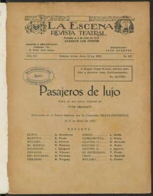 Pasajeros de lujo : pieza en dos actos