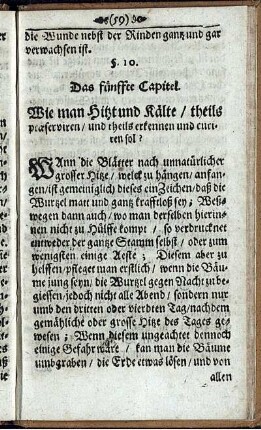 Das fünffte Capitel. Wie man Hitzt und Kälte/ theils praeserviren/ und theils erkennen und curiren sol?