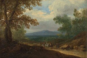 Landschaft mit Reitern und Herde