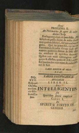 Liber II. De Intelligentiis, seu Spiritibus finitis completis.
