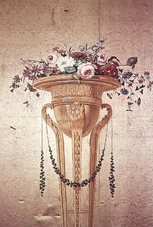 1. Obergeschoß, Napoleonzimmer: Wanddekoration mit antikisierenden Ornamenten