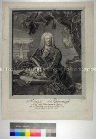 Porträt des Leipziger Kaufmanns und Unternehmers Franz Kreuchauff am Schreibtisch sitzend