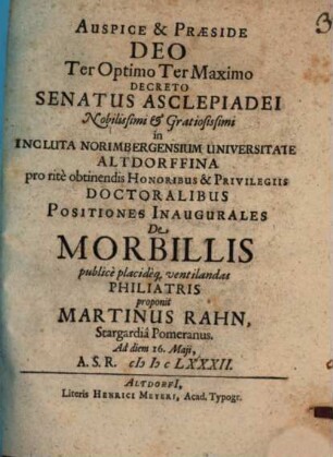 Positiones inaugurales de morbillis