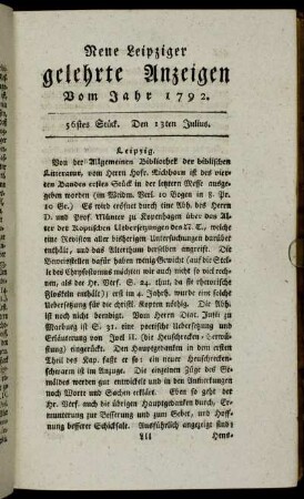 56stes Stück. Den 13ten Julius.