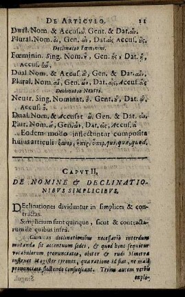 Caput II. De Nomine & Declinationibus Simplicibus.