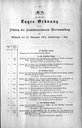 Tages-Ordnung, 26. November 1902
