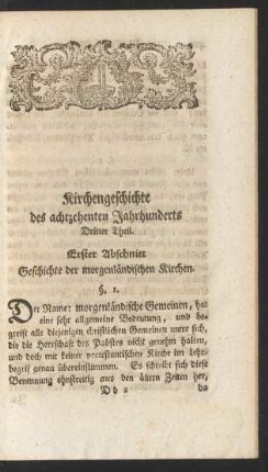 Kirchengeschichte ... Dritter Theil. Erster Abschnitt Geschichte der morgenländischen Kirchen.