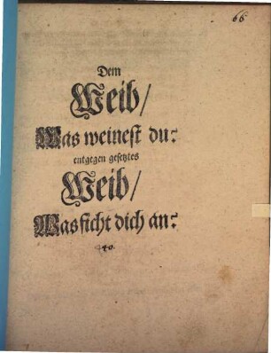 Dem Weib, Was weinest Du? entgegen gesetztes Weib, Was ficht dich an?