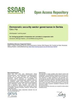 Democratic security sector governance in Serbia