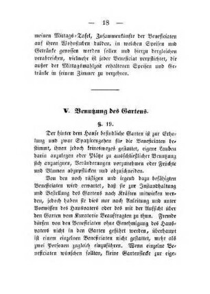 V. Benutzung des Gartens