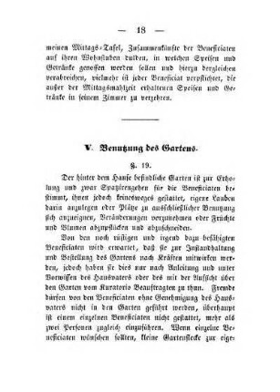 V. Benutzung des Gartens