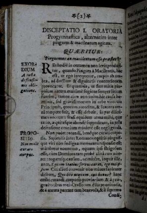 Disceptatio I. Oratoria [...].