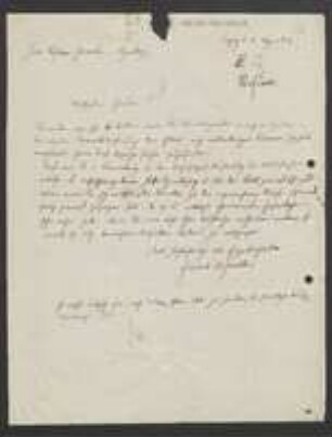 Brief von Friedrich Hofmeister an August Emanuel Fürnrohr