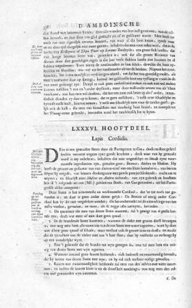 LXXXVI. Hooftdeel. Lapis Cordialis